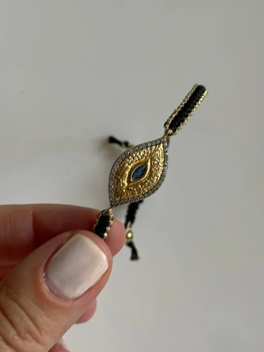 TAI Gold Evil Eye Bracelet in Black/Gold with Adjustable Strap - Picture 3 of 8